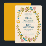 Invitation Bat mitzvah à couronne florale sur mesure dessiné<br><div class="desc">Carte parfaite pour annoncer une bar mitzvah, bat mitzvah ou autre célébration juive ! L'art fait main pour vous ! ENTIÈREMENT PERSONNALISABLE ! Cliquez sur "Personnaliser" ci-dessus pour modifier le texte. Cliquez sur "modifier à l'aide de l'outil de conception" pour ajuster les polices, les couleurs et les placements. Vous pouvez...</div>