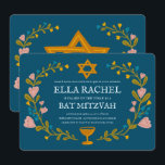 Invitation Bat mitzvah à couronne florale sur mesure dessiné<br><div class="desc">Carte parfaite pour annoncer une bar mitzvah, bat mitzvah ou autre célébration juive ! L'art fait main pour vous ! ENTIÈREMENT PERSONNALISABLE ! Cliquez sur "Personnaliser" ci-dessus pour modifier le texte. Cliquez sur "modifier à l'aide de l'outil de conception" pour ajuster les polices, les couleurs et les placements. Vous pouvez...</div>