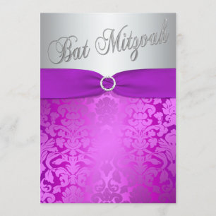 Invitation Bat mitzvah à Damas d'argent et de viol