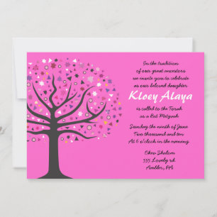 Invitation Bat mitzvah Abstact Tree of Life