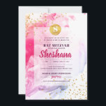 Invitation bat mitzvah aquarelle<br><div class="desc">Notre Invitation Bat mitzvah avec la couleur de l'eau Abstraite et la bonne parties scintillant est une façon décontractée et élégante pour les amis et la famille invitations à votre célébration Bat mitzvah. C'est un design moderne qui fait une belle impression. Comprend Hébreu Mazel Tov. Demandes de renseignements ou demandes...</div>