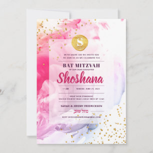 Invitation bat mitzvah aquarelle