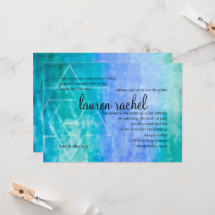 Invitation Bat mitzvah aquarelle Streaks Blue Star de David