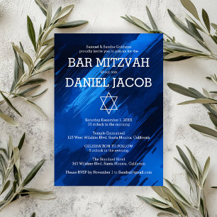 Invitation Bat mitzvah BARRE BLANCHE BLANC BLANC Étoile perso