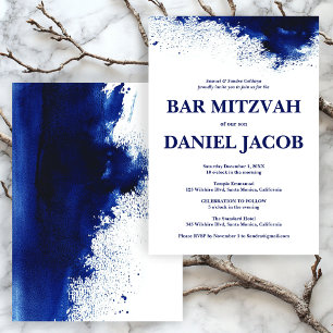 Invitation Bat mitzvah BARRE Personnalisée BARRE D'Aquarelle