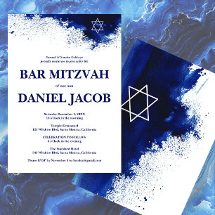 Invitation Bat mitzvah BARRE Personnalisée BARRE D'Aquarelle