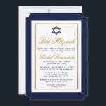 Invitation bat mitzvah Bleu et or<br><div class="desc">Bat mitzvah Carte d'invitation bleue et or</div>