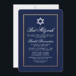 Invitation bat mitzvah Bleu et Or<br><div class="desc">Bat mitzvah Carte d'invitation bleue et or</div>