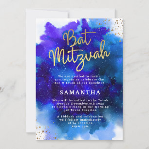 Invitation Bat Mitzvah Bleu et Violet