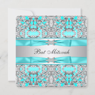 Invitation Bat mitzvah bleu Turquoise