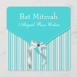 Invitation Bat mitzvah bleu turquoise