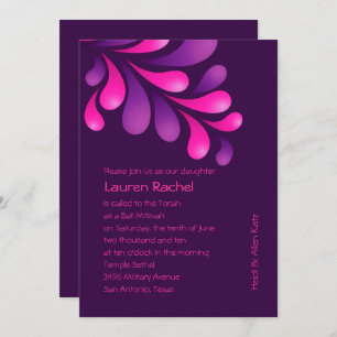 Invitation Bat mitzvah Bold Plume violet rose sur n'importe q