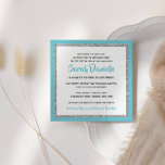 Invitation Bat mitzvah brillant bleu clair et argent<br><div class="desc">Cette invitation Bat mitzvah branchée présente une parties scintillant scintillante superposée à un arrière - plan de couleur solide. Utilisez le formulaire modèle pour ajouter vos propres informations. L'outil de conception peut être utilisé pour modifier le style de police,  la couleur et la disposition.</div>