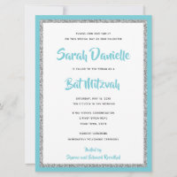 Bat mitzvah brillant bleu et argent grand