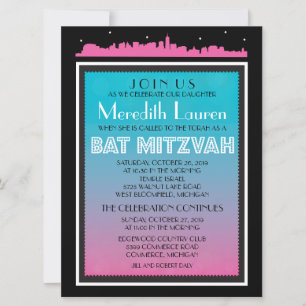 Invitation Bat mitzvah CLASSIQUE BROADWAY-6 x 8