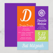 Invitation bat mitzvah Color Block