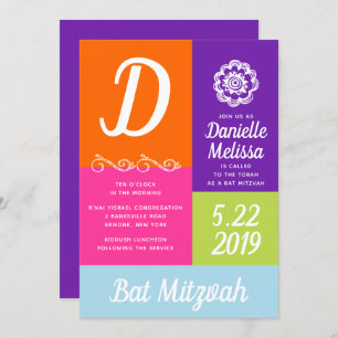 Invitation bat mitzvah Color Block