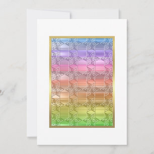 Invitation Bat mitzvah coloré Rainbow Star Damask