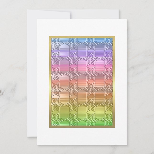 Invitation Bat mitzvah coloré Rainbow Star Damask (Devant)