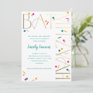 Invitation Bat mitzvah Confetti colorée
