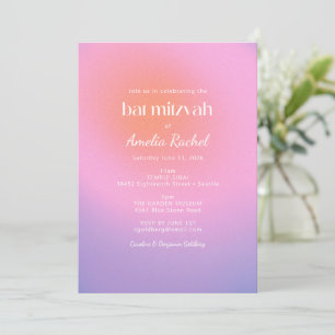 Invitation Bat mitzvah cool tendance dégradé rose violet rose