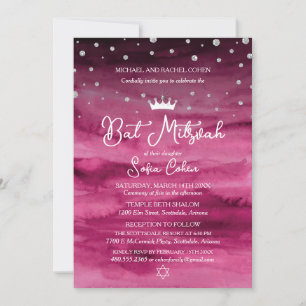 Invitation Bat Mitzvah Couronne de Princesse Aquar