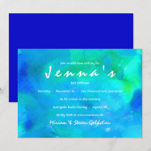 Invitation Bat mitzvah D'AQUA WATERCOLOR