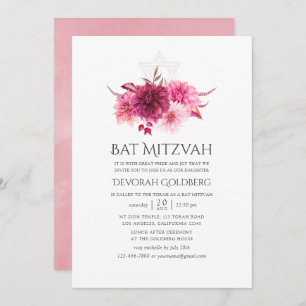 Invitation Bat mitzvah d'automne de la Bourgogne et du rose