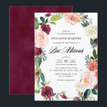 Invitation Bat mitzvah d'automne de la couronne florale de Bo<br><div class="desc">Famille d'Invitations et amis à votre événement avec cette invitation à bat mitzvah fleuri. Il présente une couronne florale d'aquarelle de tourterelles bordeaux, rousses, ivoire et orange, roses, mamans et autres fleurs avec accent feuillage. Cette invitation à la floraison conviendra parfaitement aux bat mitzvah d'automne ou d'automne. Personnalisez en ajoutant...</div>