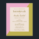 Invitation Bat mitzvah de blocs couleur vert rose<br><div class="desc">Budget moderne rose et mousse vert Couleur bloc Bat mitzvah Invitation</div>