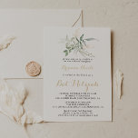 Invitation Bat mitzvah de calligraphie Gold Green Foliage<br><div class="desc">Cette invitation bat mitzvah de calligraphie verte dorée est parfaite pour un bat mitzvah rustique. Cette conception artistique présente une aquarelle dessinée à la main or et feuillage vert,  inspirant la beauté naturelle.</div>