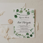 Invitation Bat mitzvah de calligraphie moderne Eucalyptus<br><div class="desc">Cette invitation bat mitzvah de calligraphie moderne eucalyptus est parfaite pour un bat mitzvah simple. L'aménagement comprend des branches et des feuilles d'eucalyptus botaniques élégants dessinés à la main dans des aquarelles.</div>