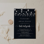 Invitation Bat mitzvah de calligraphie Rustique<br><div class="desc">Cette invitation à bat mitzvah de calligraphie à cordes rustiques est parfaite pour un bat mitzvah moderne. Le design présente de belles lumières à cordes peintes à la main dans un arrière - plan bleu foncé.</div>