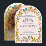 Invitation Bat mitzvah de couronne de fleurs photo personnali<br><div class="desc">Carte parfaite pour annoncer une bar mitzvah, bat mitzvah ou autre célébration juive ! L'art fait main pour vous ! ENTIÈREMENT PERSONNALISABLE ! Cliquez sur "Personnaliser" ci-dessus pour modifier le texte et ajouter votre photo à l'arrière (vous pouvez également supprimer le cadre floral si vous le souhaitez). Cliquez sur "modifier...</div>
