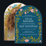 Invitation Bat mitzvah de couronne de fleurs photo personnali<br><div class="desc">Carte parfaite pour annoncer une bar mitzvah, bat mitzvah ou autre célébration juive ! L'art fait main pour vous ! ENTIÈREMENT PERSONNALISABLE ! Cliquez sur "Personnaliser" ci-dessus pour modifier le texte et ajouter votre photo à l'arrière (vous pouvez également supprimer le cadre floral si vous le souhaitez). Cliquez sur "modifier...</div>
