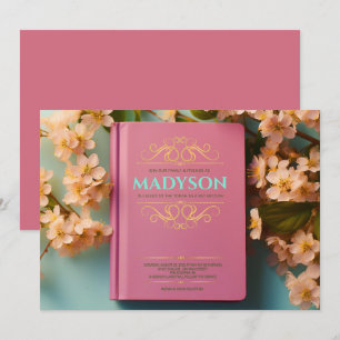 Invitation Bat mitzvah de couverture de livre vintage