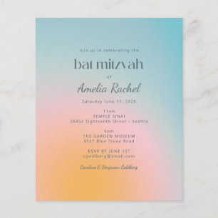 Invitation Bat mitzvah de dégradé bleu Pastel Budg