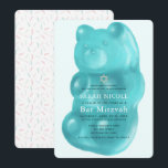 Invitation Bat mitzvah de fille ours de la gomme bleue<br><div class="desc">Cette mignonne invitation Bat mitzvah présente un arrière - plan bleu turquoise clair avec un ours rouge turquoise. L'envers est orné d'un arrière - plan blanc avec des arroses. Personnalisez-le selon vos besoins. Vous pouvez trouver des produits correspondants dans mon magasin.</div>