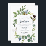 Invitation Bat mitzvah de florale et de feuillage<br><div class="desc">Composé d'un script ludique et d'une typographie serif; Le tout dans un cadre de feuillage blanc arrière - plan et aquarelle.

Il est conçu par Select Party Supplies,  exclusif pour Zazzle.

Disponible ici :http://www.zazzle.com/selectpartysupplies</div>