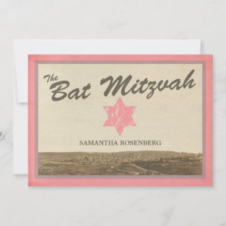 Invitation Bat mitzvah de Jérusalem vintage en ros