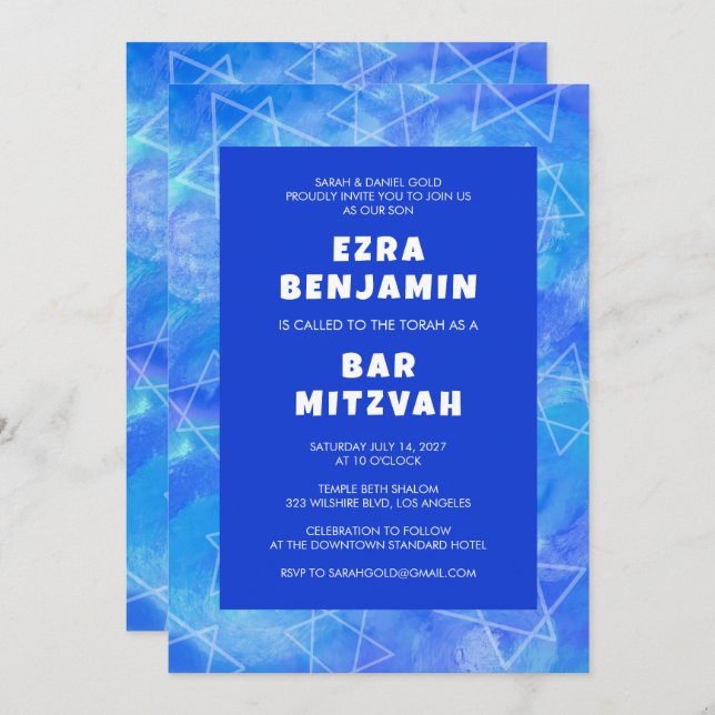 Invitation Bat mitzvah de la barre de CODE QR personnalisée (Devant / Derrière)