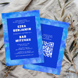 Invitation Bat mitzvah de la barre de CODE QR personnalisée<br><div class="desc">Carte parfaite pour annoncer un bat mitzvah, bar mitzvah ou une autre célébration juive ! La main a fait de l'art pour vous. ENTIÈREMENT PERSONNALISABLE ! Cliquez sur "Personnaliser" ci-dessus pour modifier le texte et ajouter votre propre lien au code QR au verso. Cliquez sur "modifier à l'aide de l'outil...</div>