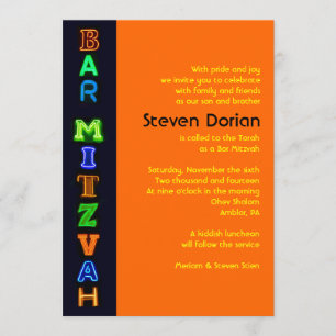 Invitation Bat mitzvah de la barre des SIGNS NEON