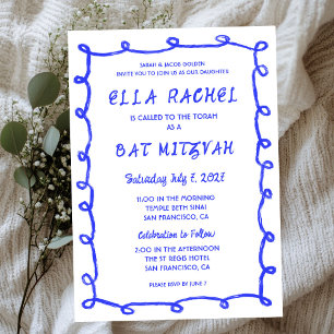 Invitation Bat mitzvah de la barre personnalisée de boucles d