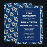 Invitation Bat mitzvah de la barre personnalisée Star of Davi<br><div class="desc">Carte parfaite pour annoncer un bat mitzvah, bar mitzvah ou une autre célébration juive ! Motif étoile pour vous à l'avant et à l'arrière ! ENTIÈREMENT PERSONNALISABLE ! Cliquez sur "Personnaliser" ci-dessus pour modifier le texte. Cliquez sur "modifier à l'aide de l'outil de conception" pour ajuster les polices, les couleurs...</div>