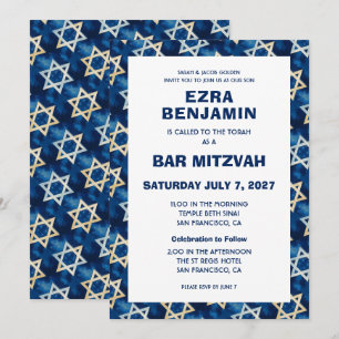 Invitation Bat mitzvah de la barre personnalisée Star of Davi