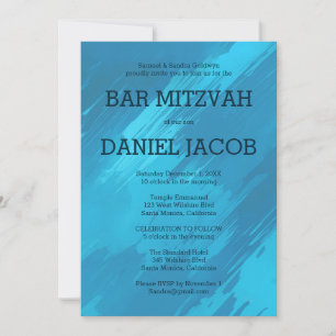 Invitation BAT MITZVAH de la BARRE personnalisée turquoise