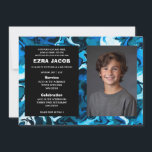 Invitation Bat mitzvah de la barre PHOTO personnalisée en mar<br><div class="desc">Carte parfaite pour annoncer un bat mitzvah, bar mitzvah ou une autre célébration juive ! L'art abstrait pour vous à l'avant et à l'arrière ! ENTIÈREMENT PERSONNALISABLE ! Cliquez sur "Personnaliser" ci-dessus pour modifier le texte et ajouter votre propre photo. Cliquez sur "modifier à l'aide de l'outil de conception" pour...</div>