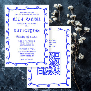 Invitation Bat mitzvah de la barre QR personnalisée avec bouc
