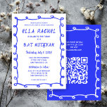 Invitation Bat mitzvah de la barre QR personnalisée avec bouc<br><div class="desc">Carte parfaite pour annoncer un bat mitzvah, bar mitzvah ou une autre célébration juive ! Un cadre de bracelets compliqué pour vous sur le côté avant ! ENTIÈREMENT PERSONNALISABLE ! Cliquez sur "Personnaliser" ci-dessus pour modifier le texte et ajouter votre lien au code QR. Cliquez sur "modifier à l'aide de...</div>
